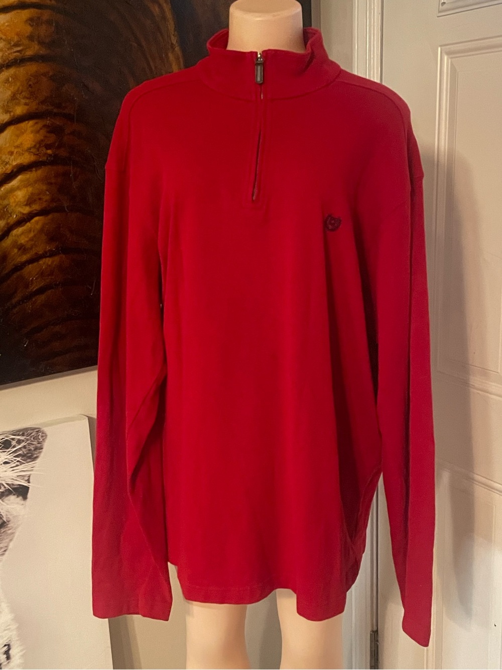 Chaps Men’s Red Quarter-Zip Pullover Sweatshirt size XL top weather comfort